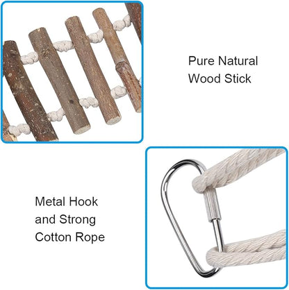 Bird Ladder, Rope Bridge, Rope Ladder, Wood Ladders Swing Toy, Pet Chewing Toys, for Pet Bird, Hamster, Parrots, 24 X 3.9 Inch