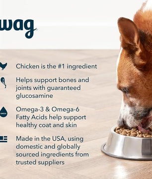 Amazon Brand - Wag Wholesome Grains Dry Dog Food with Chicken and Brown Rice, 30 lb Bag (Pack of 1)