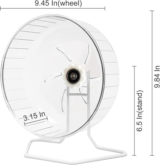 Silent Hamster Exercise Wheel - Hamster Toys Cages Accessories 9.45 Inch Running Spinner with Iron Stand Quite Runner for Small Animal Pet Gerbil Dwarf Syrian Hedgehog Rat Mouse Mice