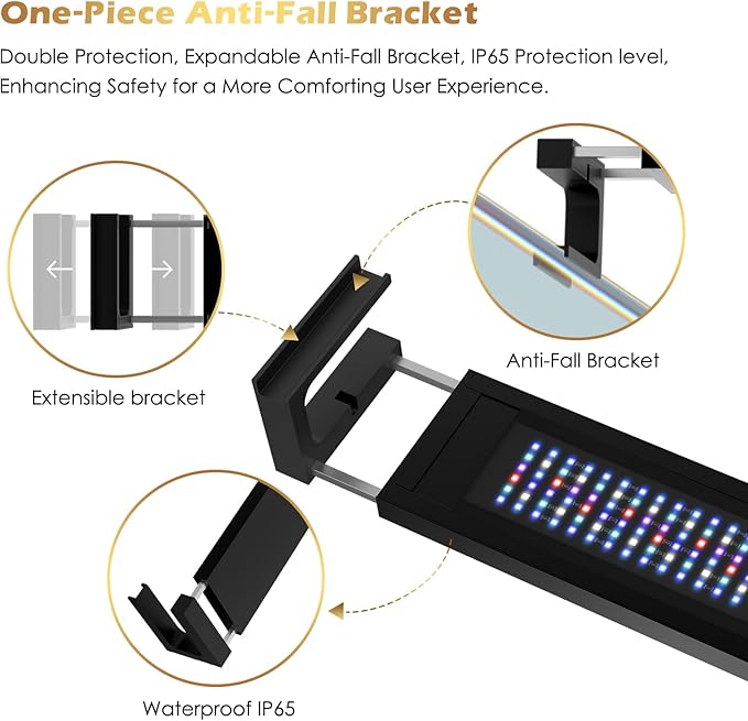 GLOWRIUM Saltwater Aquarium Light, Smart Reef Coral Fish Tank Light with Bluetooth + WiFi Dual Control App, DIY Spectrum, Brightness Adjustable, Anti-Drop, Real Time Water Temperature Sensor(18-24 in)