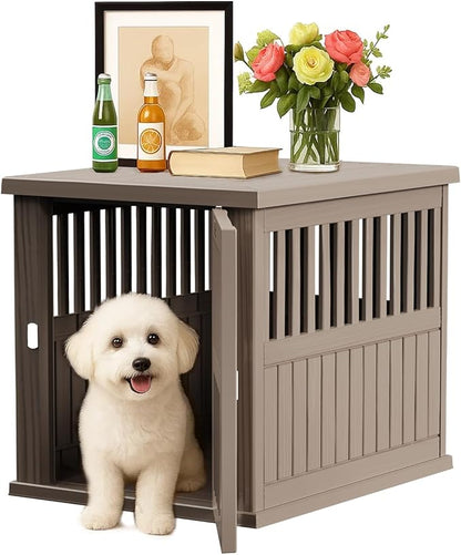 Vixzen Dog Crate Furniture for Small to Large Dogs,Decorative Resin Kennel Indoor,Multifunctional Dog Crate with Locking Buckle,End Table,Durable and Sturdy(Light Brown 29.65 * 21.34 * 25.28)