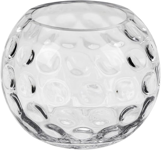 6.3" Dia Handmade Sturdy Dimpled Bubble Glass Vases, Bubble Planter Terrarium, Bud Vase, Fish Bowl Hurricane, Globe Flower Vase, Hurricane Candle Holder (6.3"x5.1", Bowl)