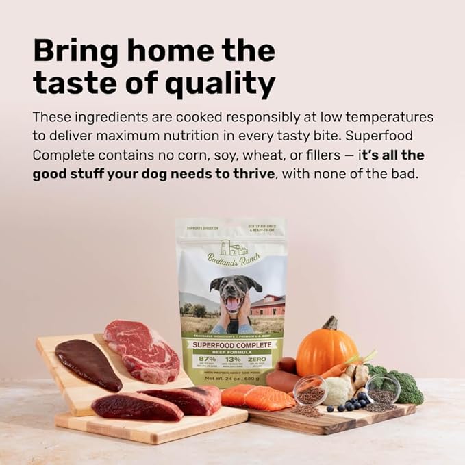 by Katherine Heigl- Superfood Complete, Air-Dried Adult Dog Food - High Protein, Zero Fillers, Superfood Nutrition (64 Ounce (Pack of 2), Beef)