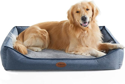 Orthopedic Dog Beds for Medium Dogs, Durable Egg Crate Foam Sofa Dog Bed wit Washable Removable Cover,Waterproof Lining,Pet Bed for Large Dogs (Denim Blue, 39.4" L x 31.5" W x 7.4" Th)