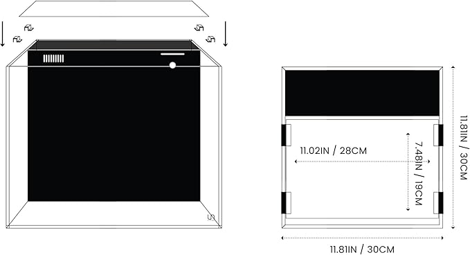 Ultum Nature Systems Tank Lid for Rimless Aquariums - Ultra Clear Glass Cover With Clips - 30A Dual AIO