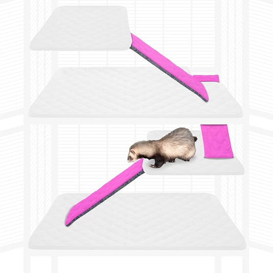 Paw Inspired Fleece Liners for Ferret Nation, Critter Nation Cage Ramp for Ferrets, Rats, Chinchillas, Hedgehogs & Other Small Animals (Pink, Ramp Cover - 3 Pack)