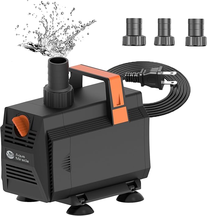 AquaMiracle 1200GPH Aquarium Water Pumps (4500L/H, 70W) Fountain Pump Pond Pump Submersible Water Pump with Flow Control for Fountain, Waterfall, Statuary, Filtration, Water feature, Hydroponics