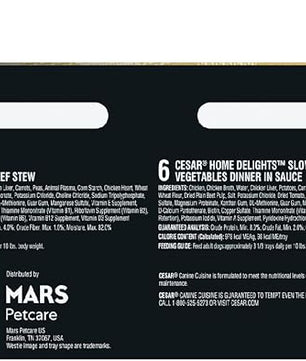 Cesar Home Delights Adult Wet Dog Food, Slow Cooked Chicken & Vegetables Dinner and Beef Stew Variety Pack, 3.5 oz. (12 Count, Pack of 2)