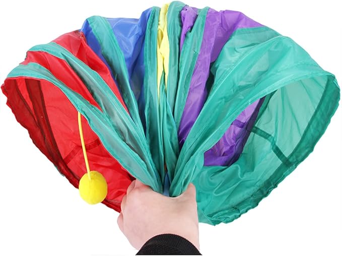 32Pcs Cat Toys Kitten Interactive Pet Toys Assortments, Foldable Rainbow Tunnel, Teaser Wand Fluffy Mouse Crinkle Balls Bell Play for Puppy Kitty (3 way)