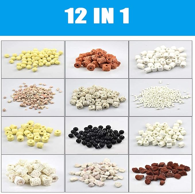 GOLDEAL Bio Balls Ceramic Rings Set, Aquarium Biological Filter Media with Mesh Bag for Fish Tank and Pond, Fish Tank Filter, Decorations, Accessories (5Packs,5.5lbs)