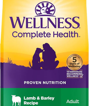 Wellness Complete Health Dry Dog Food with Grains, Natural Ingredients, Made in USA with Real Meat, All Breeds, For Adult Dogs (Lamb & Barley, 5-Pound Bag)