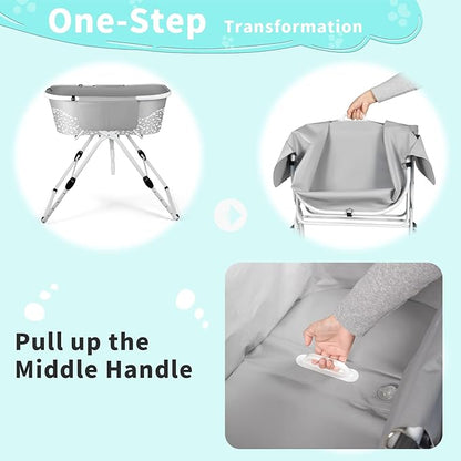 BACOENG Portable Dog Bathtub, 5 Height Adjustable Dog Washing Station, Dog Tubs for Bathing and Grooming, Pet Bath Tub for Small to Large Dogs, Indoor and Outdoor Use