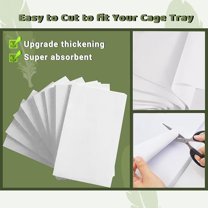 120 Pcs Bird Cage Liner Papers Big Size Cage Paper Liners Disposable Cage Paper Liners Precut Absorbent Cushion Pad Mat Accessories for Pet Bird Parrot