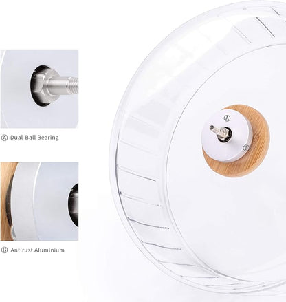Niteangel Super-Silent Hamster Exercise Wheels: - Quiet Spinner Hamster Running Wheels with Adjustable Stand for Hamsters Gerbils Mice Or Other Small Animals (S, Transparent)