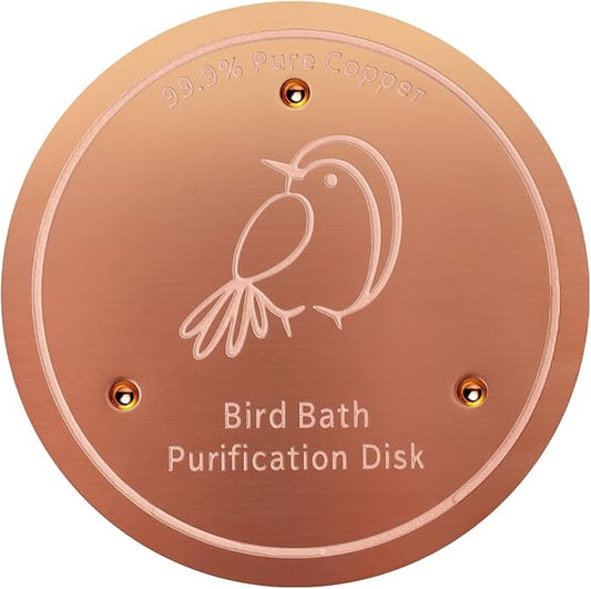 99.99% Pure Copper Bird Cleaning Disk, 0.6mm Reinforced, 3-Point Supported, Fits All Outdoor Bird Baths/Bowls, Year-Round Physical Water Purification