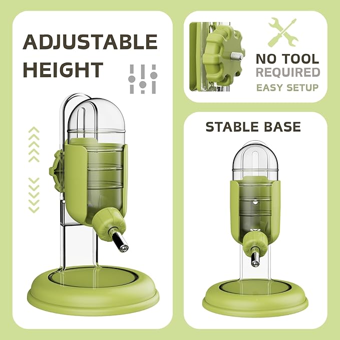 Hamster Water Bottle with Stand, Water Dispenser for Syrian Dwarf Hamsters Gerbils Mice Rats Degus (Green, 4oz)