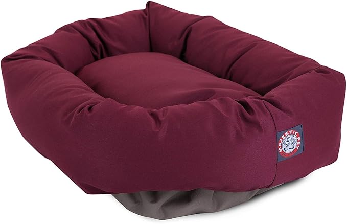 Majestic Pet 40 Inch Bagel Calming Dog Bed Washable – Cozy Soft Round Dog Bed with Spine Support for Dogs to Rest their Head - fluffy donut dog bed 40x29x9 (Inch) - Round Pet Bed Large – Burgundy