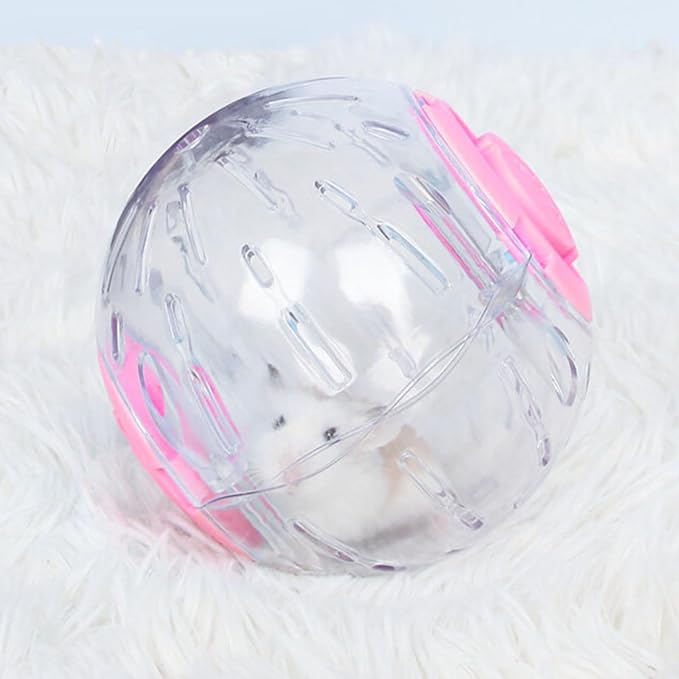 5.9" Hamster Wheel, Exercise Ball & Wheel - Silent Running Toy with Anti-Skid, Transparent Hamster Ball, Breathable Design & Rope for Easy Carry, for Little/Dwarf Mouse, Pink