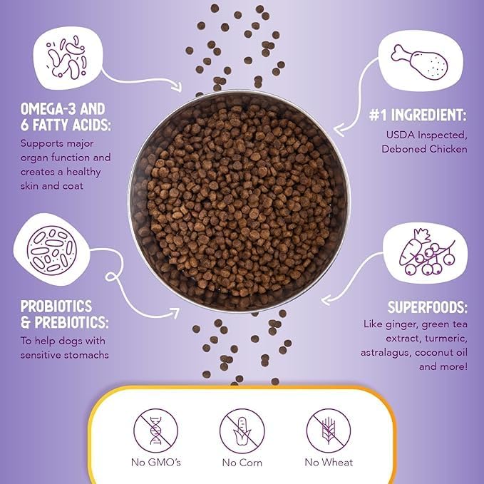 Health Extension Little Bites Dry Dog Food for Small Breeds, Chicken & Brown Rice Recipe, with Probiotics & Superfoods for Digestion & Coat Health, 1 lb Bag (Pack of 6)
