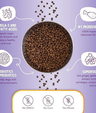 Health Extension Little Bites Dry Dog Food for Small Breeds, Chicken & Brown Rice Recipe, with Probiotics & Superfoods for Digestion & Coat Health, 1 lb Bag (Pack of 4)
