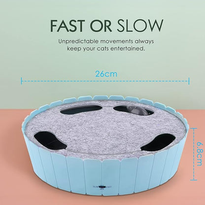 Pawaboo Interactive Cat Toy with Running Mouse, Electronic Motion Cat Toy Automatic Teaser for Indoor Cats, Pop and Play Hide Seek Cats Toys Hunting Mouse for Pet Kitten Play Fun Exercise, Blue