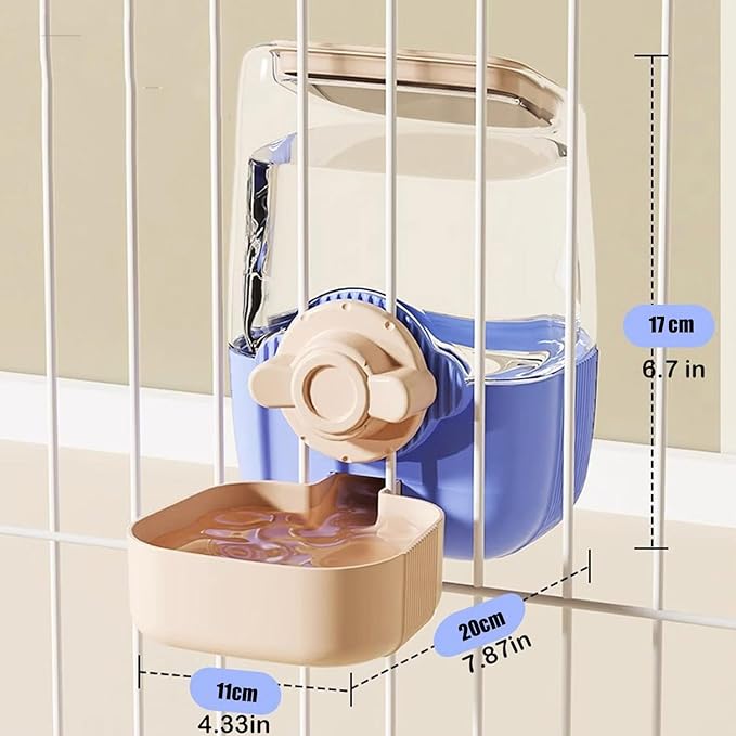 Pet Hanging Automatic Feeders Drinking Bowls，Gravity Rabbit Feeder and Water Set，Cage Cat Food Bowl Feeding Station for Puppy Kitten Chinchilla Hedgehog Guinea Pig Ferret (Pink Blue-Water)