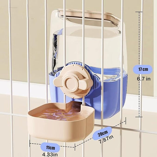 Pet Hanging Automatic Feeders Drinking Bowls，Gravity Rabbit Feeder and Water Set，Cage Cat Food Bowl Feeding Station for Puppy Kitten Chinchilla Hedgehog Guinea Pig Ferret (Pink Blue-Water)