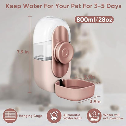 28oz Hanging Automatic Water Dispenser，Rabbit Water Bottle,Bunny Guinea Pig Ferret Water Bowl for Cage,Suitable for Small Animal Puppies(Cage Grid Spacing Over 1.2'')