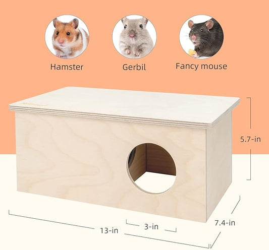 Niteangel Birch Chamber-Maze Hamster Hideout - Small Pets Woodland House Habitats Decor for Hamster Mice Gerbils Mouse