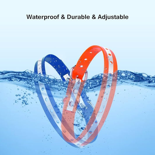 PetJoy Dog Collars Strap, Replacement Collar for Shock Reflective Collar, Adjustable Classic Dog Collar Strap for All Varieties Small Medium Large Dogs (Blue & Orange)