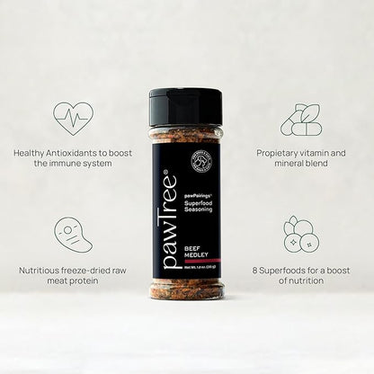 pawTree Healthy Food Toppers for Dogs & Cats - Appetite Booster with Freeze-Dried Proteins. Delicious Pet Food Seasonings and Flavor Enhancer for Picky Eaters & Appetite Stimulation (Beef)