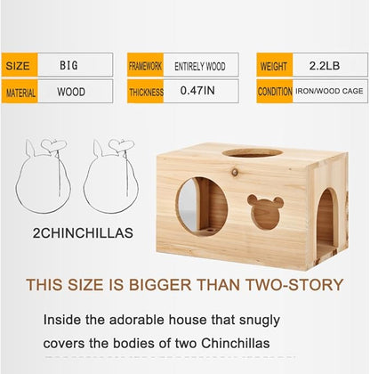Chinchilla House Chinchiila Nest Degu House Small Animal Hideout Natural Wooden No Paint Wooden peg Safe Durable Teeth Grinding