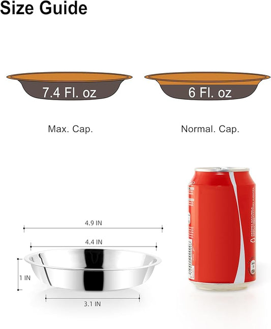 VENTION Small Shallow Cat Food Bowls, Outer Dia. 4.9 in Whisker Fatigue Cat Bowl, Stainless Steel Cat Food Dish for Indoor Cats, Set of 4 Replacement Cat Bowls for Raised Station(7.4 Fl.oz)