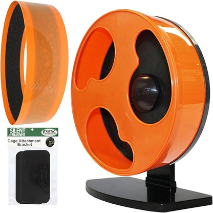 Silent Runner 12" Regular Wheel + Sandy Track + Cage Attachment - Pet Exercise Wheel Package Set - for Sugar Gliders, Female Rats, Hamsters, Mice and Other Small Pets