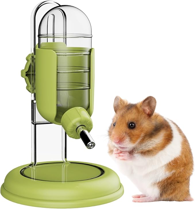Hamster Water Bottle with Stand, Water Dispenser for Syrian Dwarf Hamsters Gerbils Mice Rats Degus (Green, 4oz)