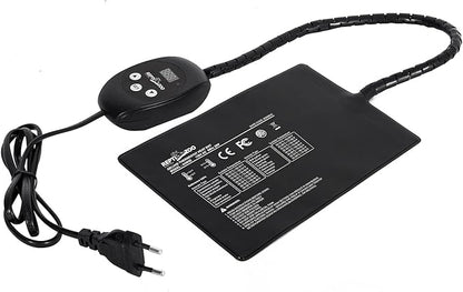 REPTI ZOO Upgrade Reptile Heat Mat with Thermostat - 8 x 12 Inch Reptile Heating Pad with Temperature Control for 30-40 gal Tank Reptiles Amphibians Hermit Crab Snake Lizard