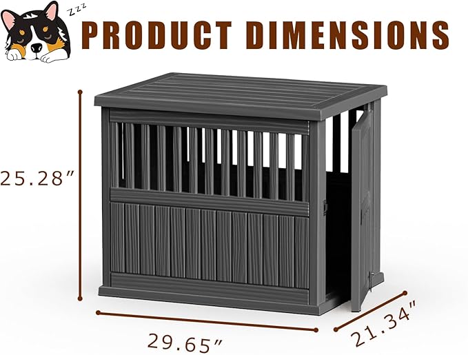 29.65'' Dog Crate Furniture Lockable Indoor Dog Kennel Dogs Cage Heavy Duty Decorative Pet Cage End Table for Small/Medium Dogs Escape-Proof and Chew-Proof, Black