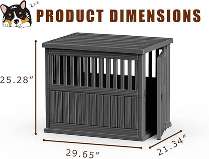 29.65'' Dog Crate Furniture Lockable Indoor Dog Kennel Dogs Cage Heavy Duty Decorative Pet Cage End Table for Small/Medium Dogs Escape-Proof and Chew-Proof, Black