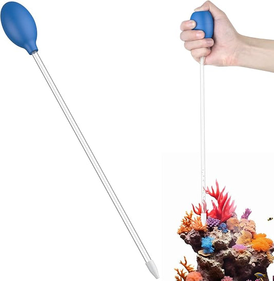 Pawfly Aquarium Coral Feeder - 15.7 Inch Long Pipette for Fish Tank Food Feeding, Manual Tube, Excreta Cleaner, Long Acrylic Syringe for Reef Marine Shrimp Aquatic Plants