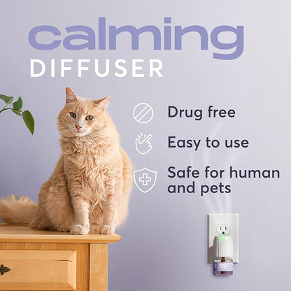 Cat Calming Diffuser Refills – Long-Lasting 30-Day Formula with Pheromones for Stress Relief, Relaxation, and Anxiety Reduction in Cats Easy to Use – (1 Refill)