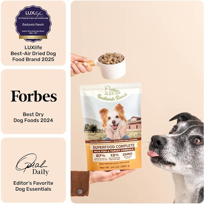 by Katherine Heigl- Superfood Complete, Air-Dried Adult Dog Food - High Protein, Zero Fillers, Superfood Nutrition (64 Ounce (Pack of 2), Fish & Turkey)