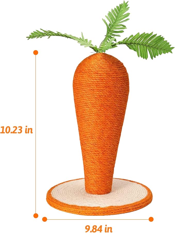 Fhiny Rabbit Scratch Toy, Natural Sisal Interactive Bunny Claw Scratcher for Indoor Kittens, Cute Carrot Rabbit Nail Scratching Post for Kitten Bunny Guinea Pig Ferret Chinchilla