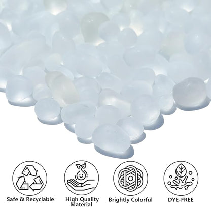 Sea Glass Stones - 2.9LB/46.4oz White Frosted Glass Pebbles Gemstones - Perfect for Aquarium Rocks, Fish Tank Gravel, Vase Fillers, Seaglass DIY Crafts, and Home Decor