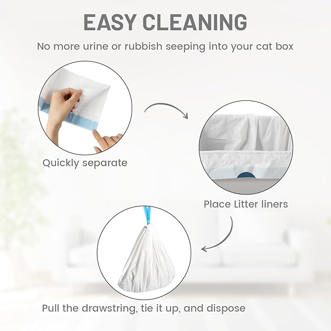 120pcs Cat Litter Bags for Litter Robot 4, Automatic Self Cleaning Cats Litter Box Waste Bags for Self-Cleaning Cat Box Multiple Cats Liners with Drawstring Pet Self Cleaning Waste Boxes Bags Liners