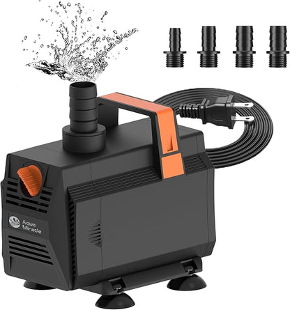 AquaMiracle 600GPH Aquarium Water Pumps (2270L/H, 35W) Fountain Pump Pond Pump Submersible Water Pump with Flow Control for Fountain, Waterfall, Statuary, Filtration, Water feature, Hydroponics