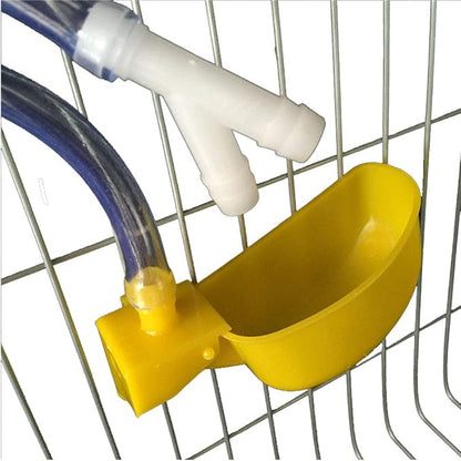 10set Quail Waterer Automatic Bird Water Cups for Cage Hang Drinker Poultry Bird Watering System (Yellow)