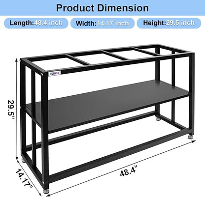 Fish Tank Stand Heavy Duty Metal Aquarium Stand 55 Gallon Tank Stand 660LBS 48.4" L x 14.17“W x 29.5”H, Double Layer for Home and Office More Storage Space, Black