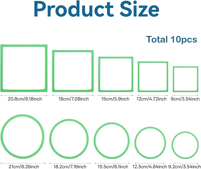 Bewudy 10PCS Fish Feeding Rings Sets, Aquarium Floating Plant Corral Fish Tank Feeding Circle Aquarium Feed Circle Round Feeder Ring Square Floating Plant Ring for Intercepts Float Plants(Green)