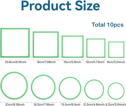 Bewudy 10PCS Fish Feeding Rings Sets, Aquarium Floating Plant Corral Fish Tank Feeding Circle Aquarium Feed Circle Round Feeder Ring Square Floating Plant Ring for Intercepts Float Plants(Green)