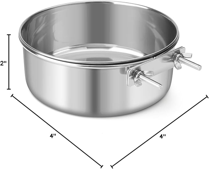 Dog Bowl Stainless Steel Pet Hanging Food Water Bowl Cage Feeding Cup Feeder for Dogs Cats Rabbits Birds Small Animal (X-Large)